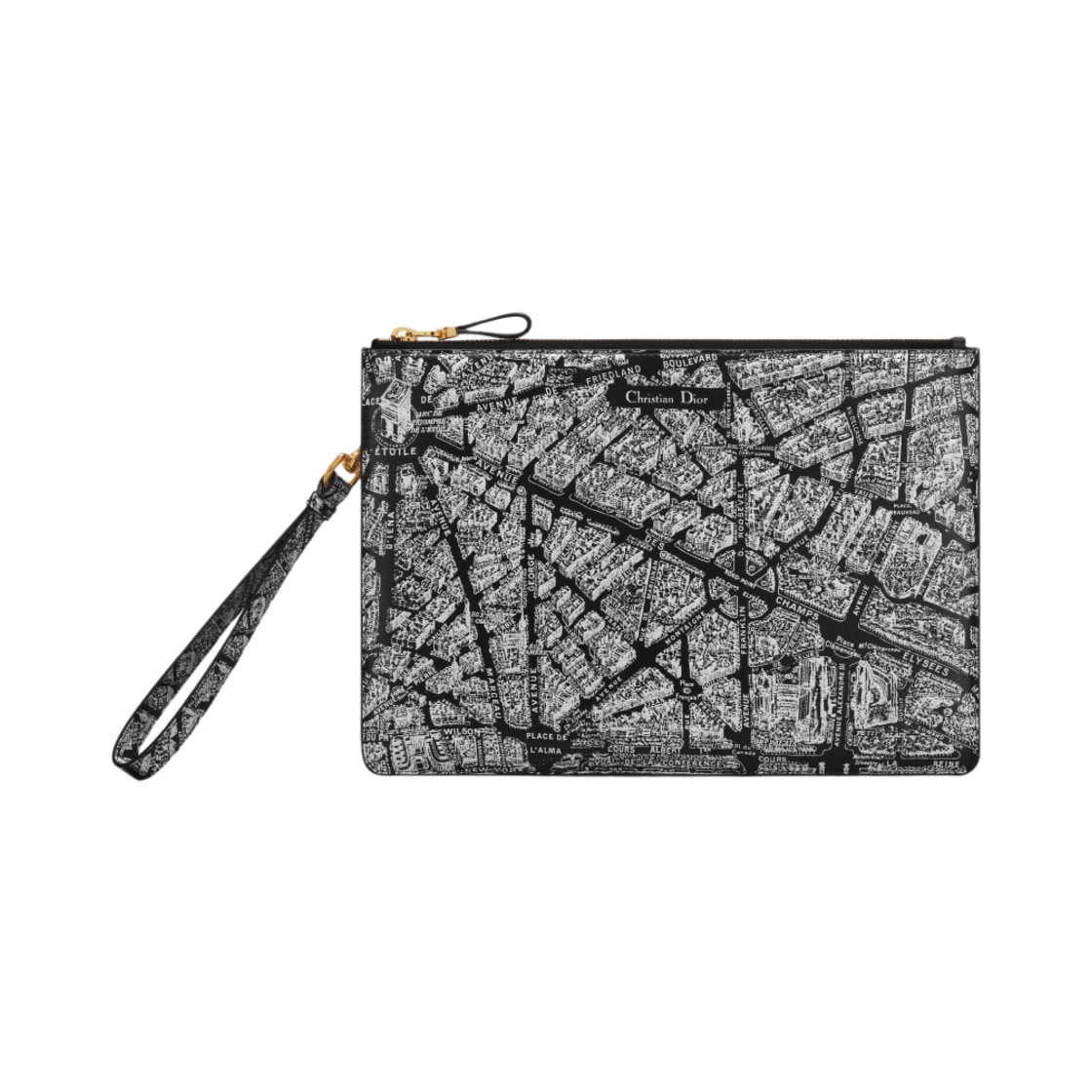 디올 맵 라지 데일리 파우치 블랙 화이트 플랜 드 파리 프린티드 카프스킨(Dior Map Large Daily Pouch Black White Plan De Paris Printed Calfskin) - 1