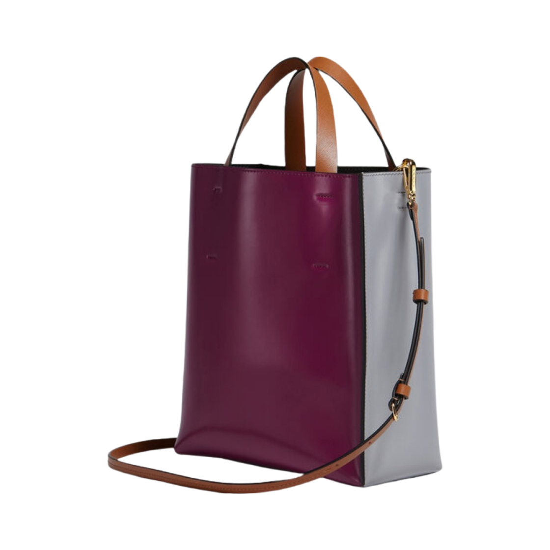 마르니 노스/사우스 레더 뮤제오 스몰백 애쉬 플럼 모카(Marni North/South Leather Museo Small Bag Ash Plum Moca) - 2