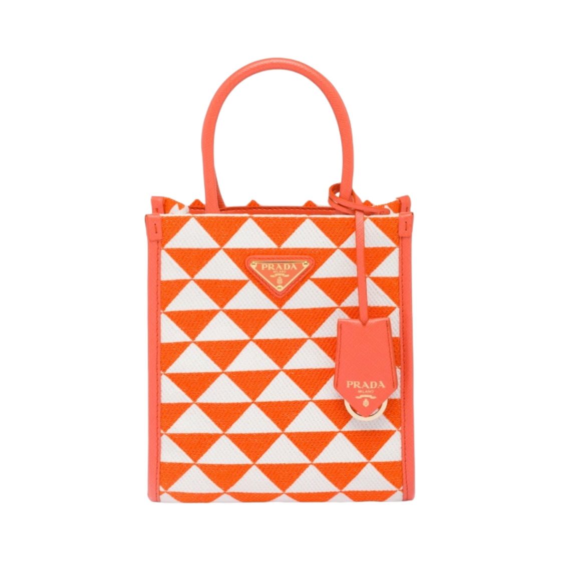 프라다 심볼 자수 패브릭 미니백 오렌지 화이트(Prada Symbole Embroidered Fabric Mini Bag Orange White) - 1