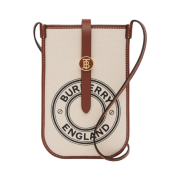 Burberry Logo Graphic Canvas Anne Phone Case with Strap White Tan