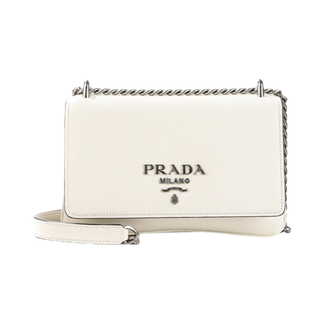 1BD144-2EBJ-F0009 Prada Chain Soft Leather Shoulder Bag White