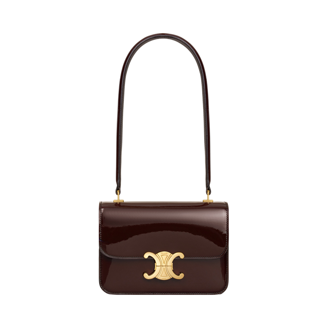 118053FYE-19DK Celine Teen Garance Bag in Patent Calfskin Dark Brown