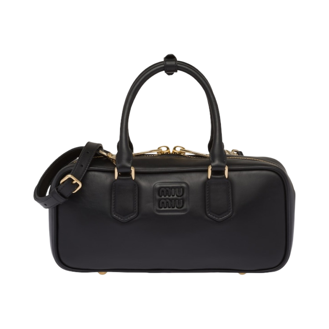 미우 미우 가죽 탑 핸들백 블랙(Miu Miu Leather Top Handle Bag Black) - 1