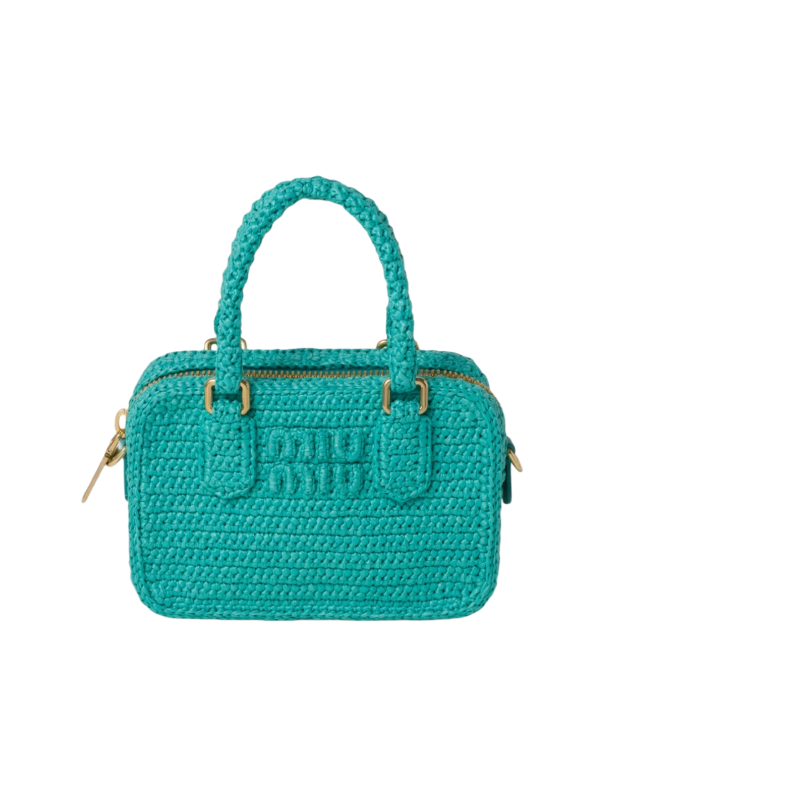 5BB123-2F73-F0194 Miu Miu Crochet Top Handle Bag Jade Green - 대표 이미지 #1