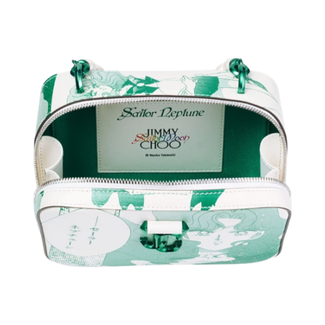 지미추 x 미소녀 전사 세일러문 세일러 넵튠 애비뉴 베니티 백 에메랄드 그린 화이트(Jimmy Choo x Pretty Guardian Sailor Moon Sailor Neptune Avenue Vanity Bag Emerald Green White) - 3