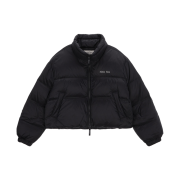 (W) Matin Kim High Neck Classic Crop Puffer Down Jumper Black