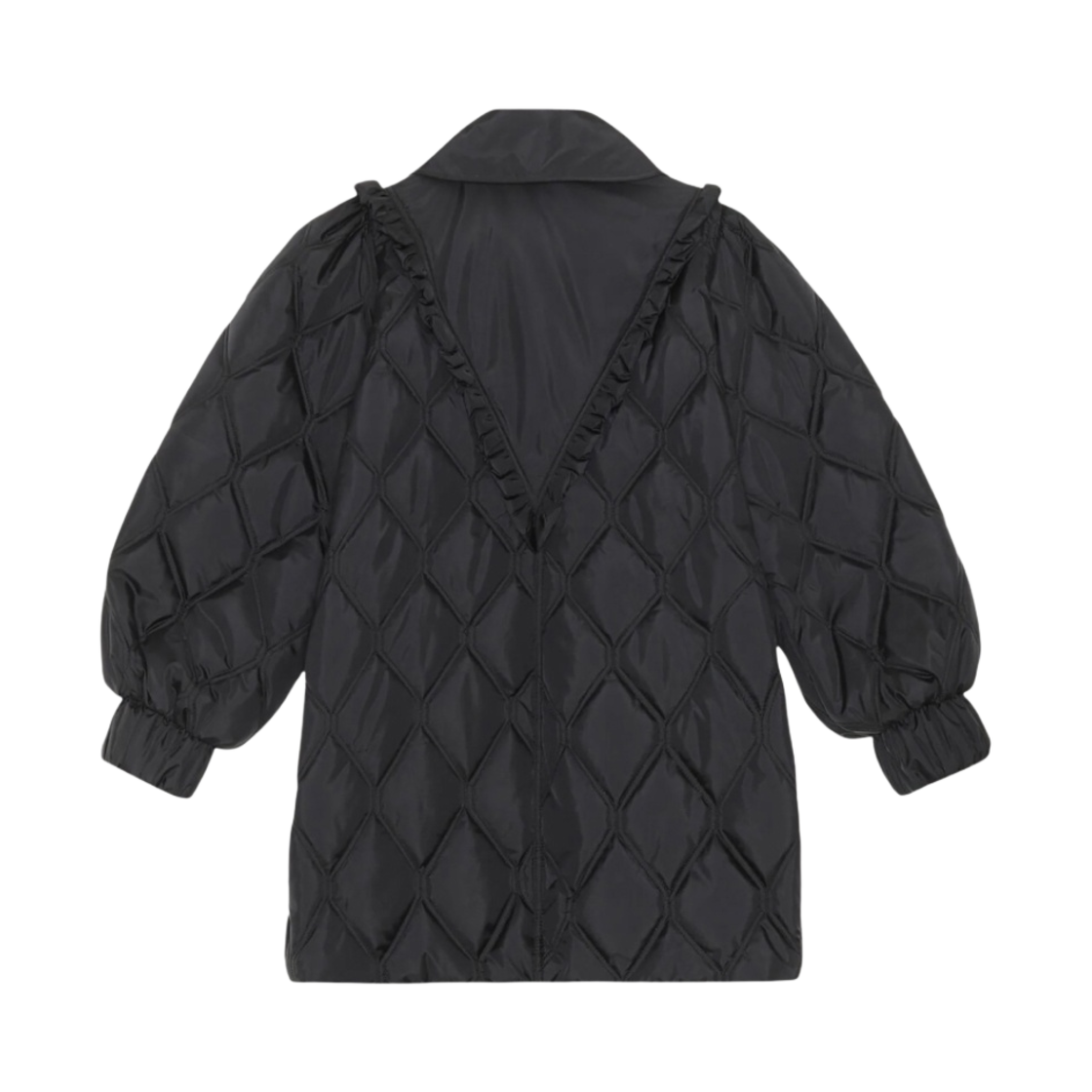 (W) 가니 벌룬 슬리브 리사이클 립스탑 퀼트 자켓 블랙((W) Ganni Balloon Sleeve Recycled Ripstop Quilt Jacket Black) - 2