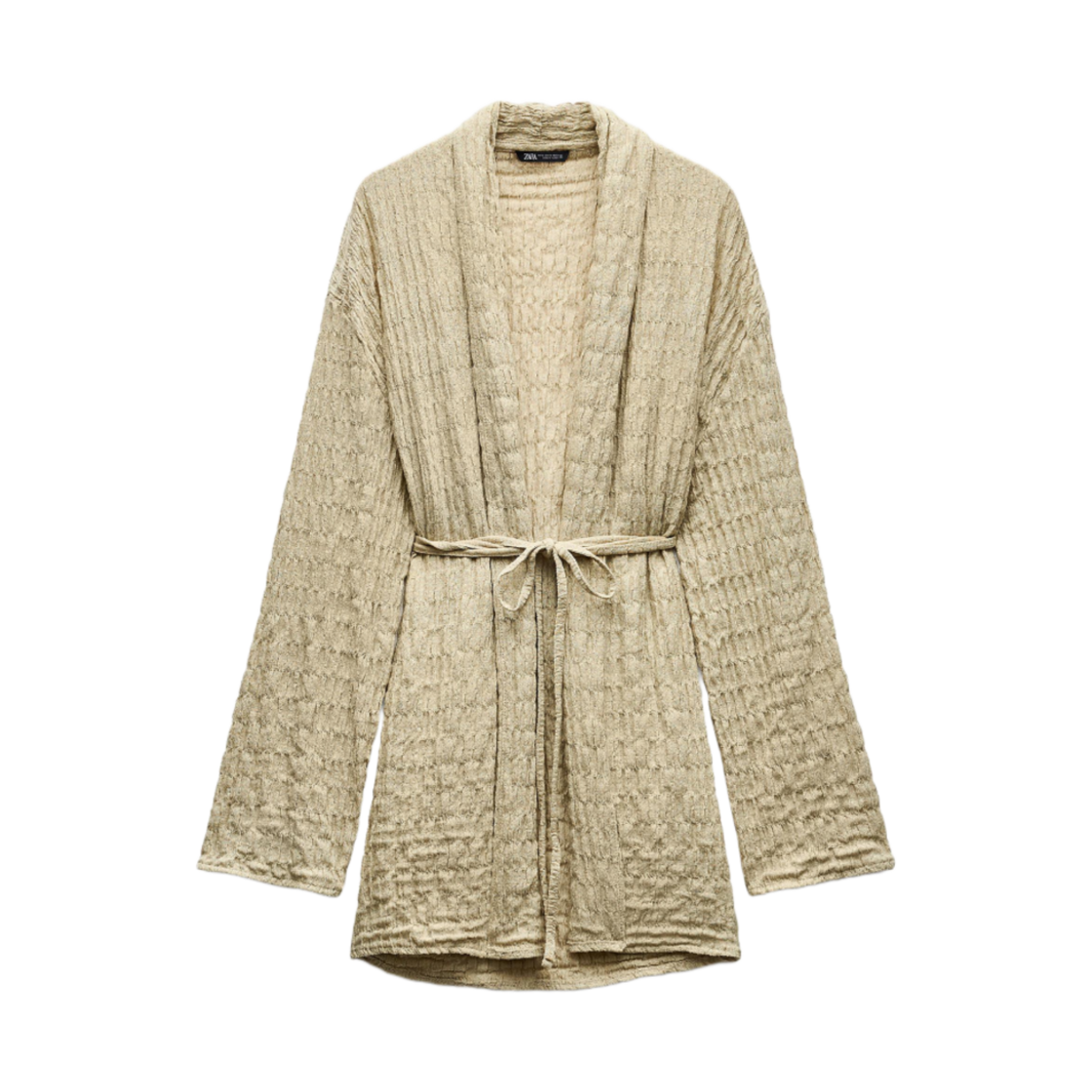 (W) 자라 텍스처드 기모노 벨트 라이트 그린((W) Zara Textured Kimono with Belt Light Green) - 1