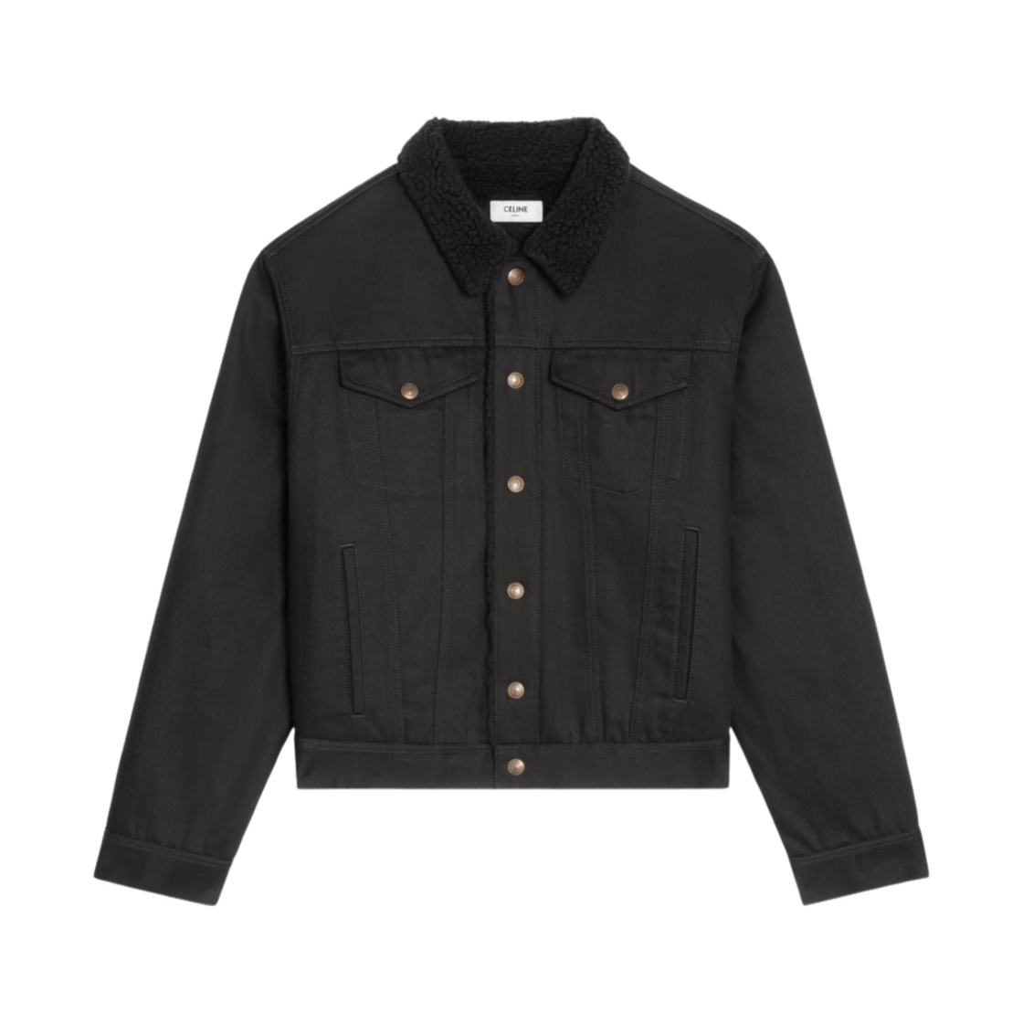 셀린느 퓨어 블랙 워시 데님 트러커 자켓 빈티지 퓨어 블랙