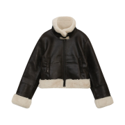 (W) Bohemian Seoul Slim Fit Shearling Jacket Dark Brown