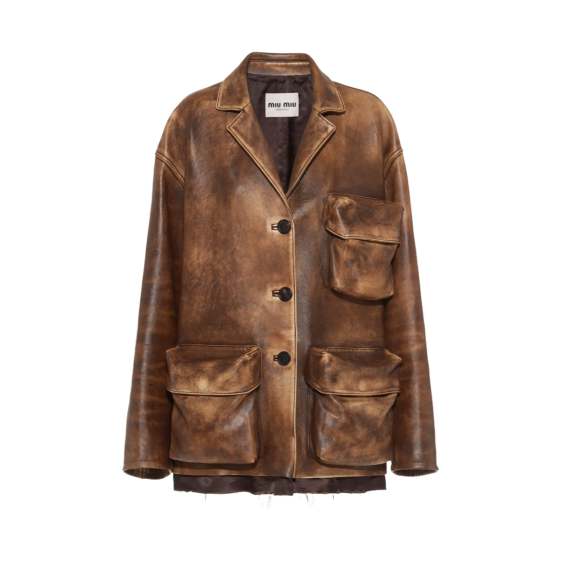 (W) 미우 미우 나파 레더 자켓 아이보리 코코아 브라운((W) Miu Miu Nappa Leather Jacket Ivory Cocoa Brown) - 1
