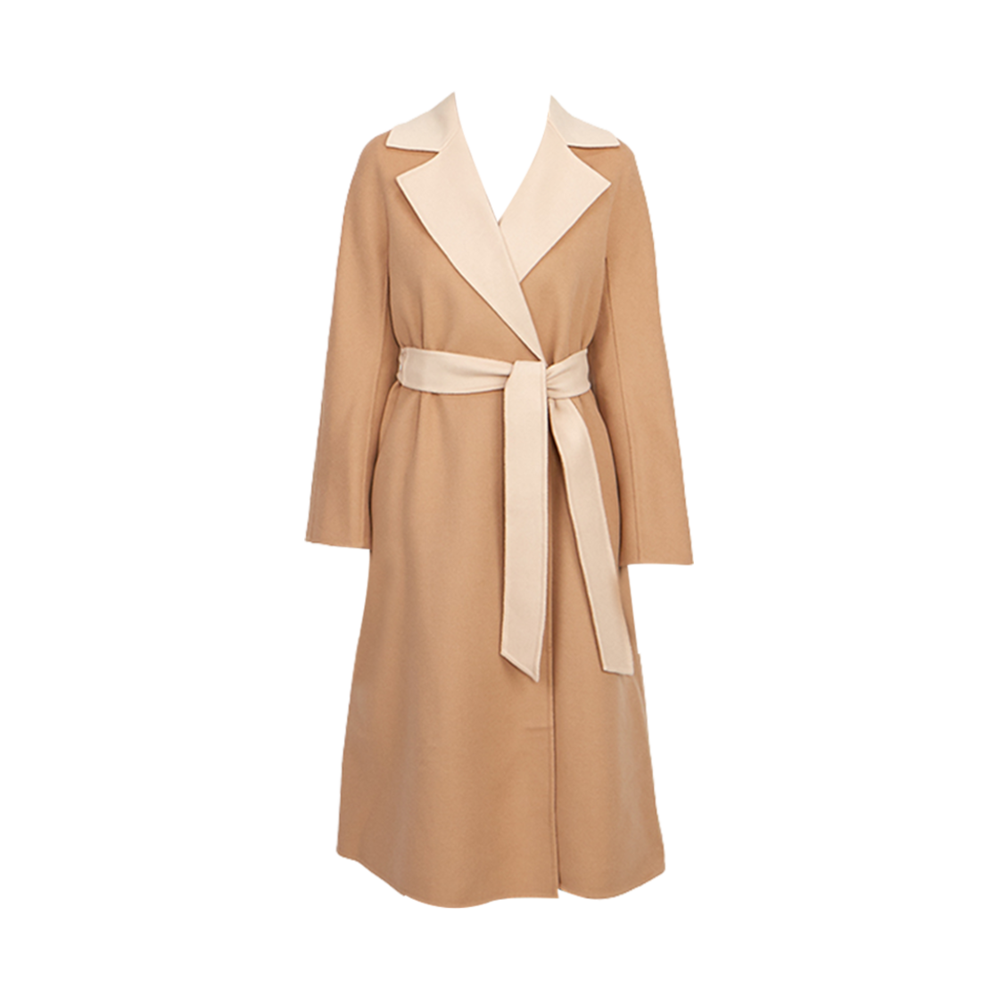CLES-059 (W) Max Mara Studio Cles Wool and Cashmere Robe Coat Beige
