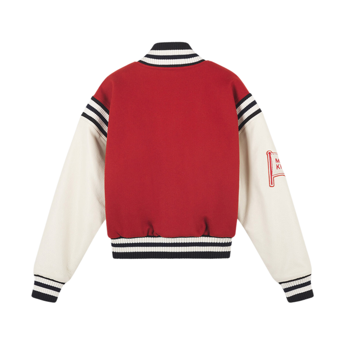 (W) 메종 키츠네 바시티 자켓 울 펠트 레더 슬리브 번트 레드((W) Maison Kitsune Varsity Jacket In Wool Felt With Leather Sleeves Burnt Red) - 2