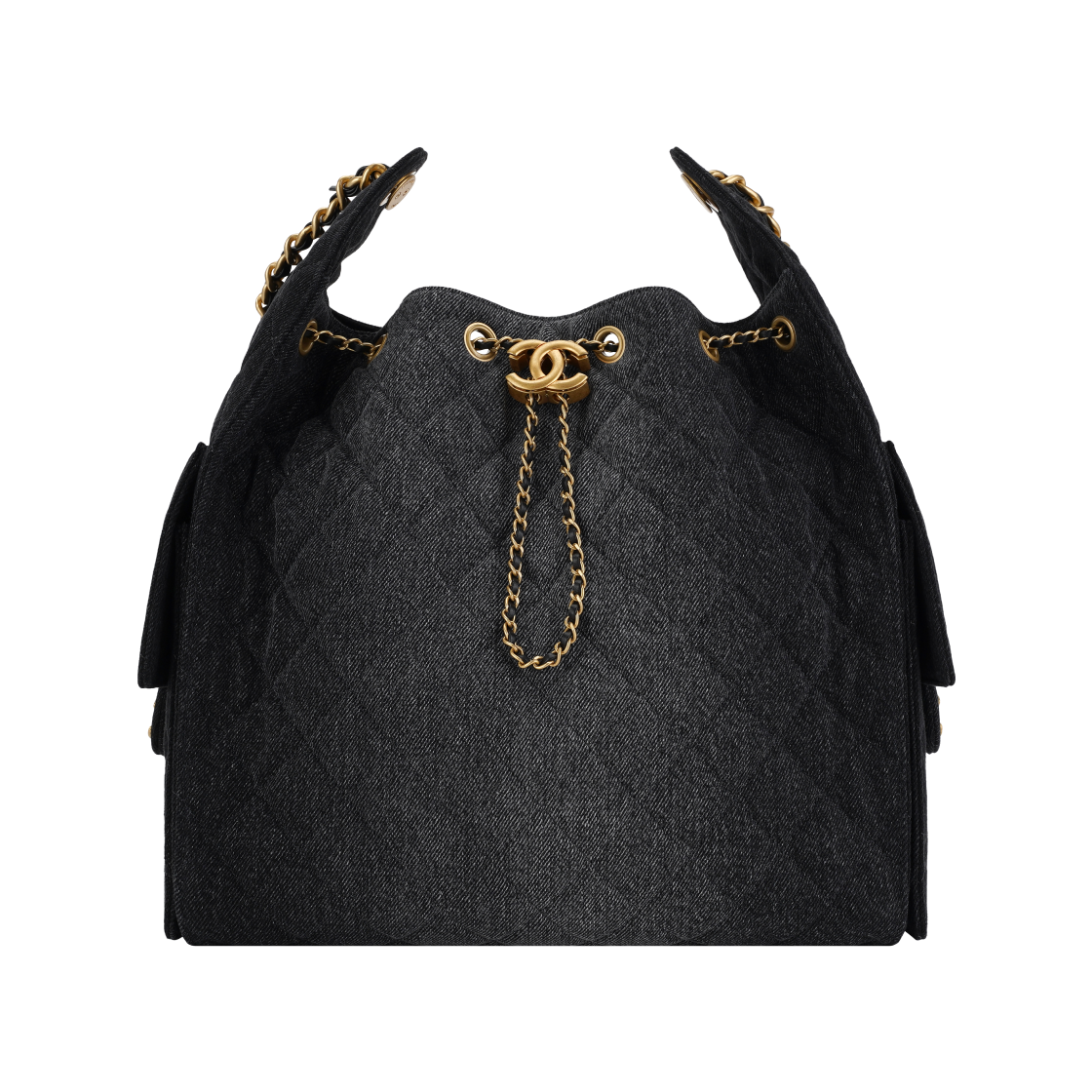 샤넬 25 미디움 핸드백 워시드 데님 & 골드 메탈 블랙