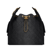 Chanel 25 Medium Handbag Washed Denim & Gold Black