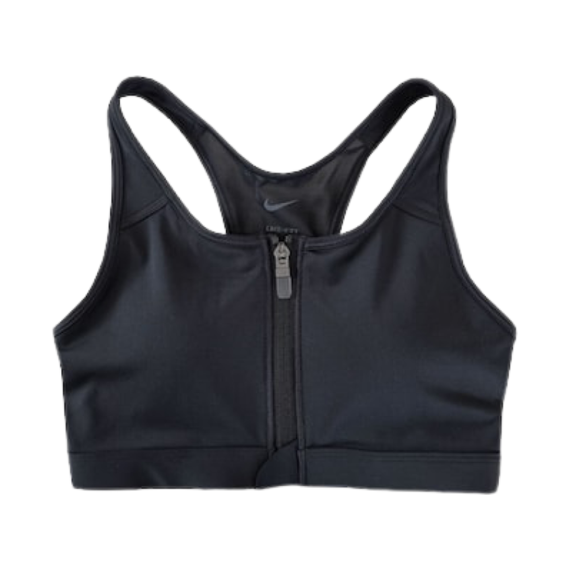 (W) 나이키 스우시 미디움 서포트 집 프론트 스포츠 브라 블랙((W) Nike Swoosh Medium Support Zip Front Sports Bra Black) - 1
