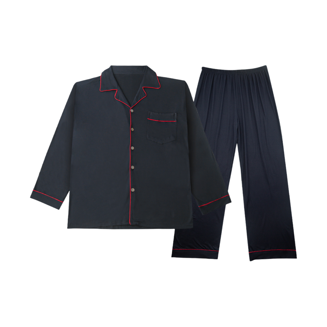 A-FLEECE-MNA-M Aone Fleece Solid Collar Pajama Set Navy