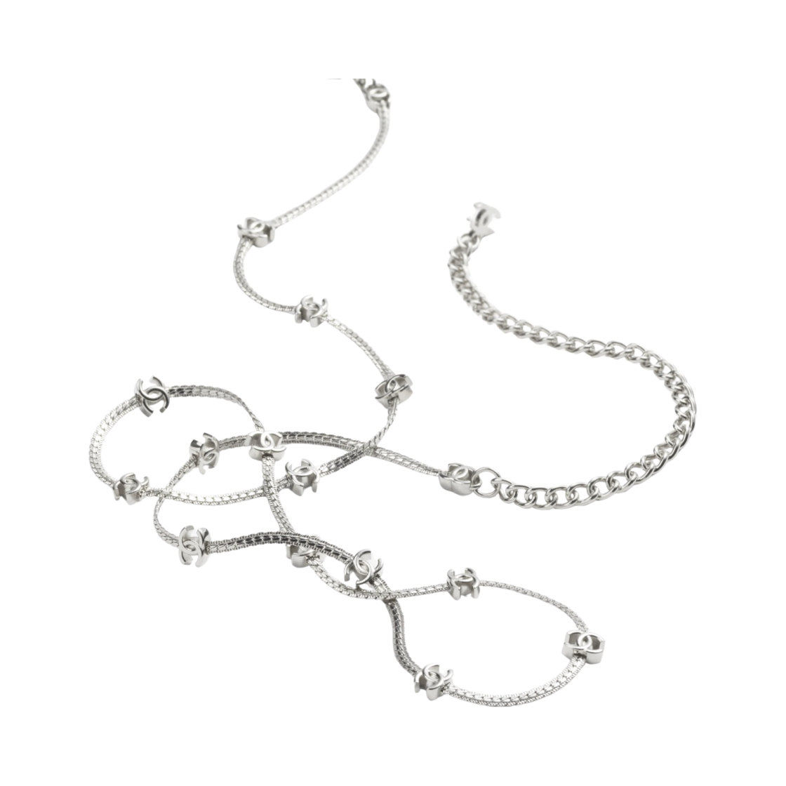 (W) 샤넬 롱 네클리스 메탈 & 실버((W) Chanel Long Necklace Metal & Silver) - 2