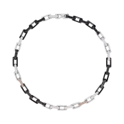 Louis Vuitton Monogram Chain Necklace Silver Black