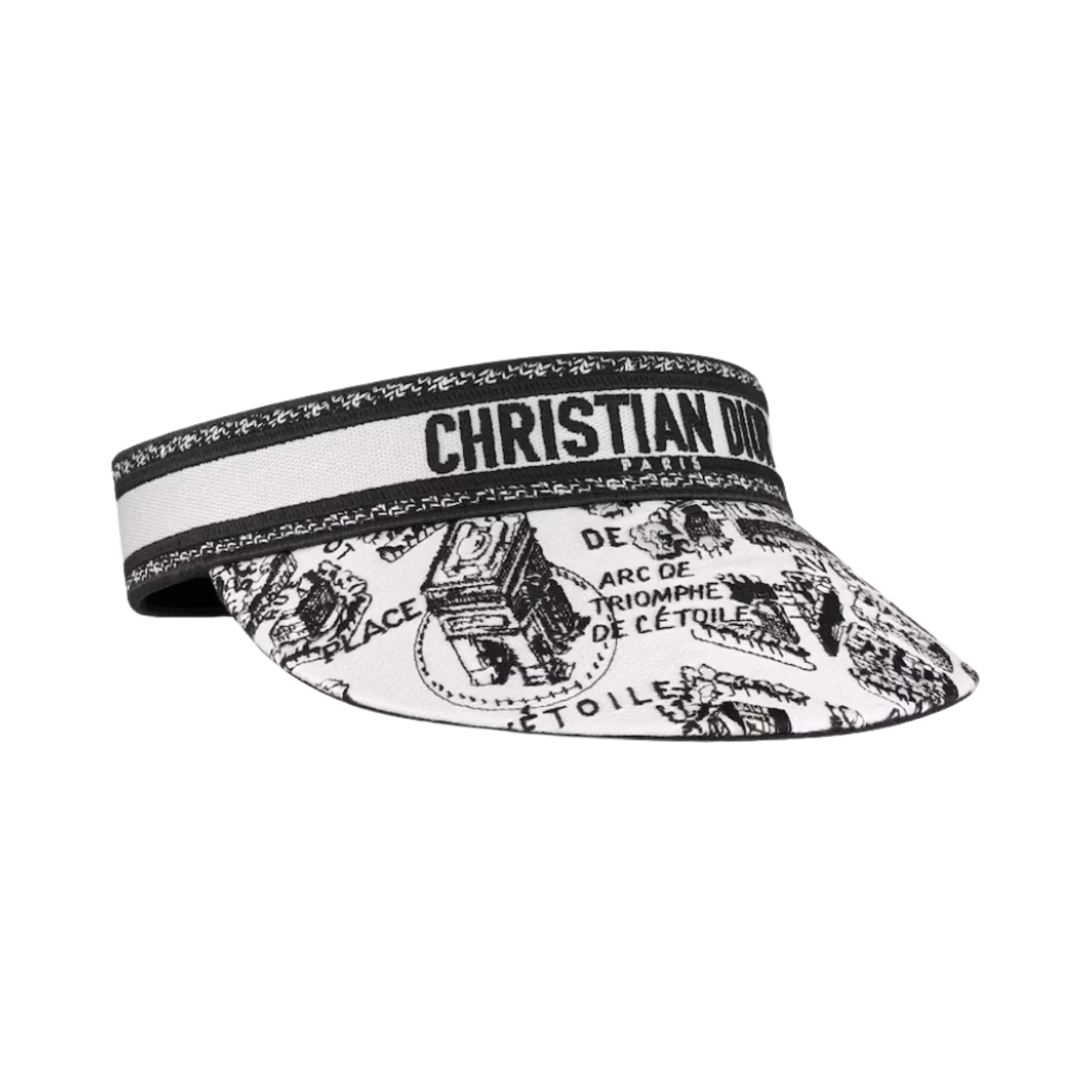 (W) 디올 D 스매시 플랜 드 파리 바이저 자수 화이트 블랙((W) Dior D-Smash Plan De Paris Visor Embroidery White Black) - 1