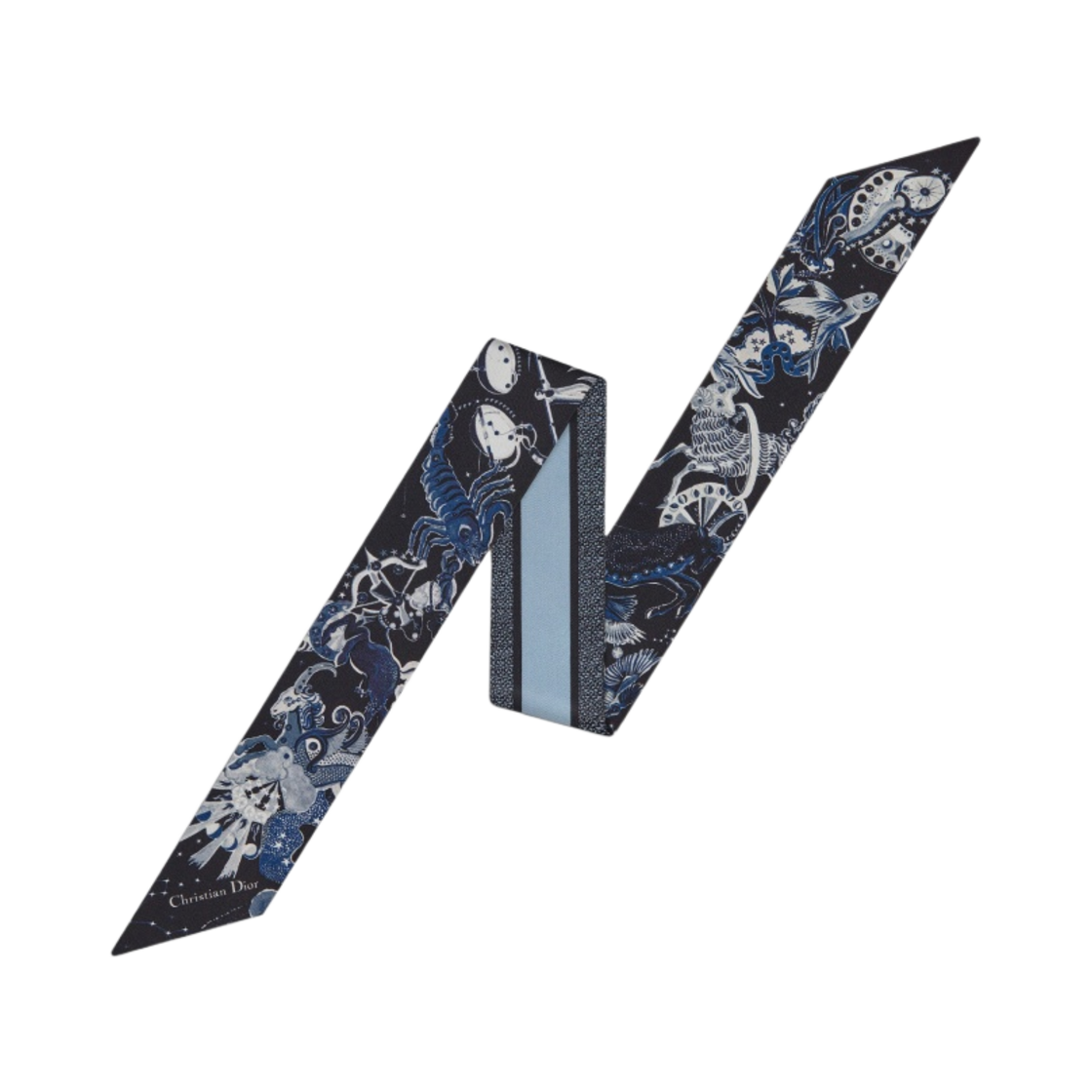 (W) 디올 조디악 판타스티코 미차 스카프 실크 트윌 블랙 블루((W) Dior Zodiac Fantastico Mitzah Scarf Silk Twill Black Blue) - 2