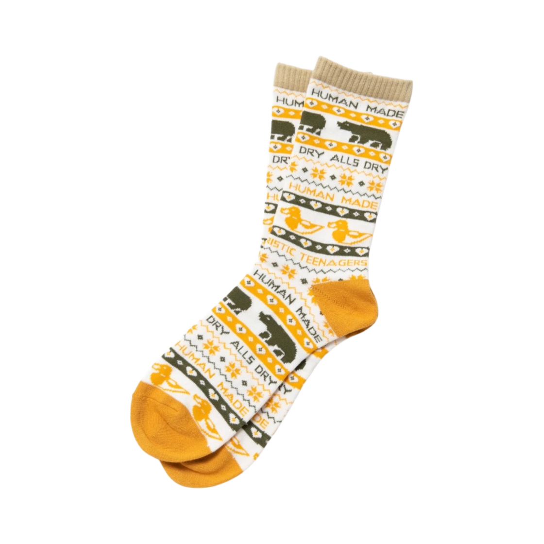 휴먼 메이드 노르딕 패턴 삭스 옐로우