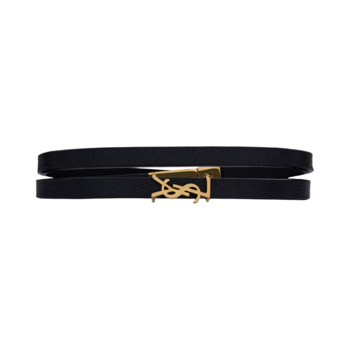 (W) 생로랑 레더 앤 메탈 더블 랩 브레이슬릿 블랙((W) Saint Laurent Opyum Double Wrap Bracelet in Leather and Metal Black)