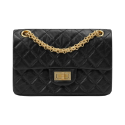 Chanel Mini 2.55 Handbag Aged Calfskin & Gold Black