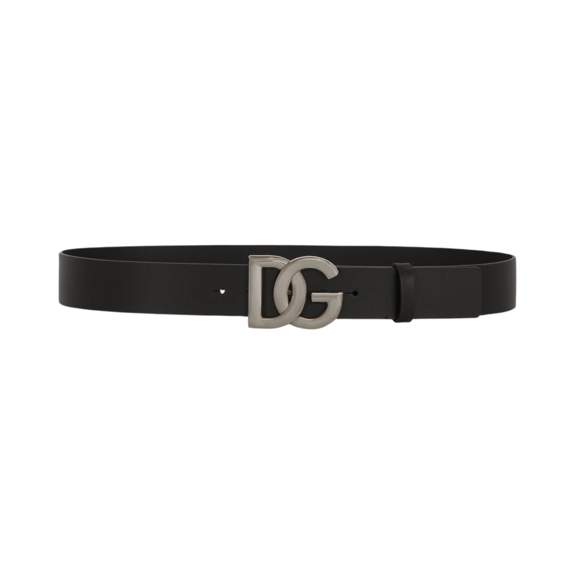 BC4646-AX622-80999 Dolce & Gabbana Lux Leather Belt with Crossover DG Logo Buckle Black