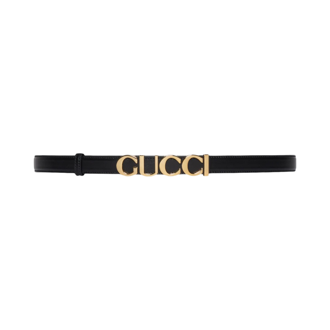 (W) 구찌 버클 씬 벨트 블랙 골드((W) Gucci Buckle Thin Belt Black Gold) - 1