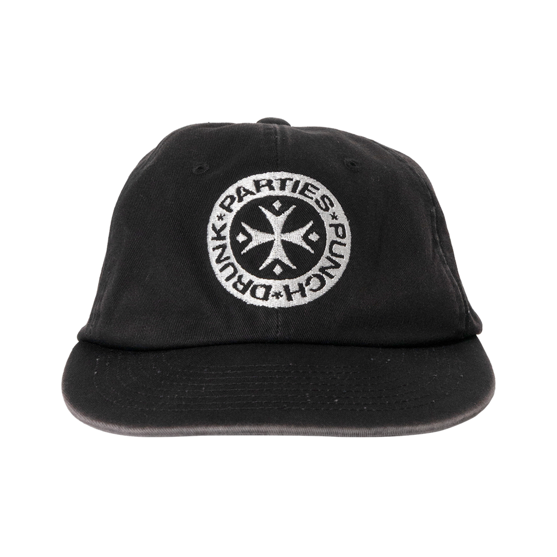 PDP251CP03AWBF Punch Drunk Parties Circle Logo 6 Panel Cap Washed Black