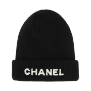 (W) Chanel Beanie Cashmere & Black