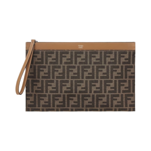 7N0134AFBVF1HRM Fendi Medium Flat FF Pouch Brown