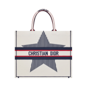 Dior Large Book Tote Dioralps White Three-Tone Embroidery
