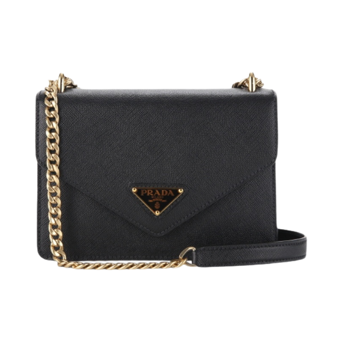 1BD200-2EDV-F0002 Prada Saffiano Leather Envelope Chain Shoulder Bag Black
