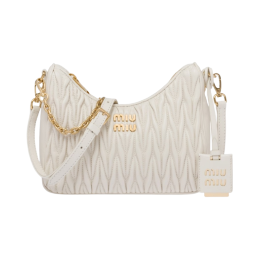 5BH211-N88-F0009 Miu Miu Matelasse Nappa Leather Shoulder Bag White