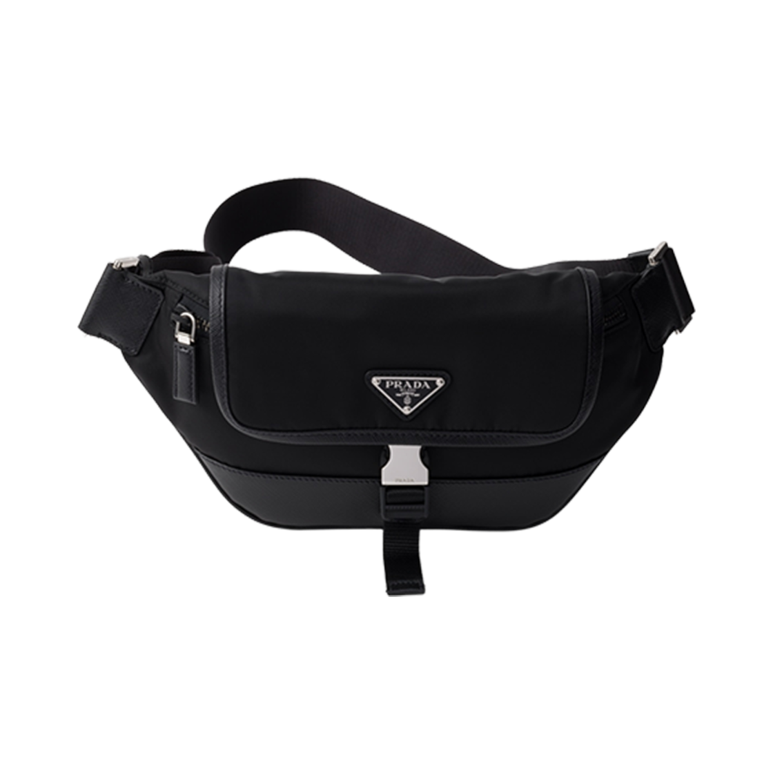 2VH176-2DMH-F0002 Prada Re-Nylon and Saffiano Leather Shoulder Bag Black