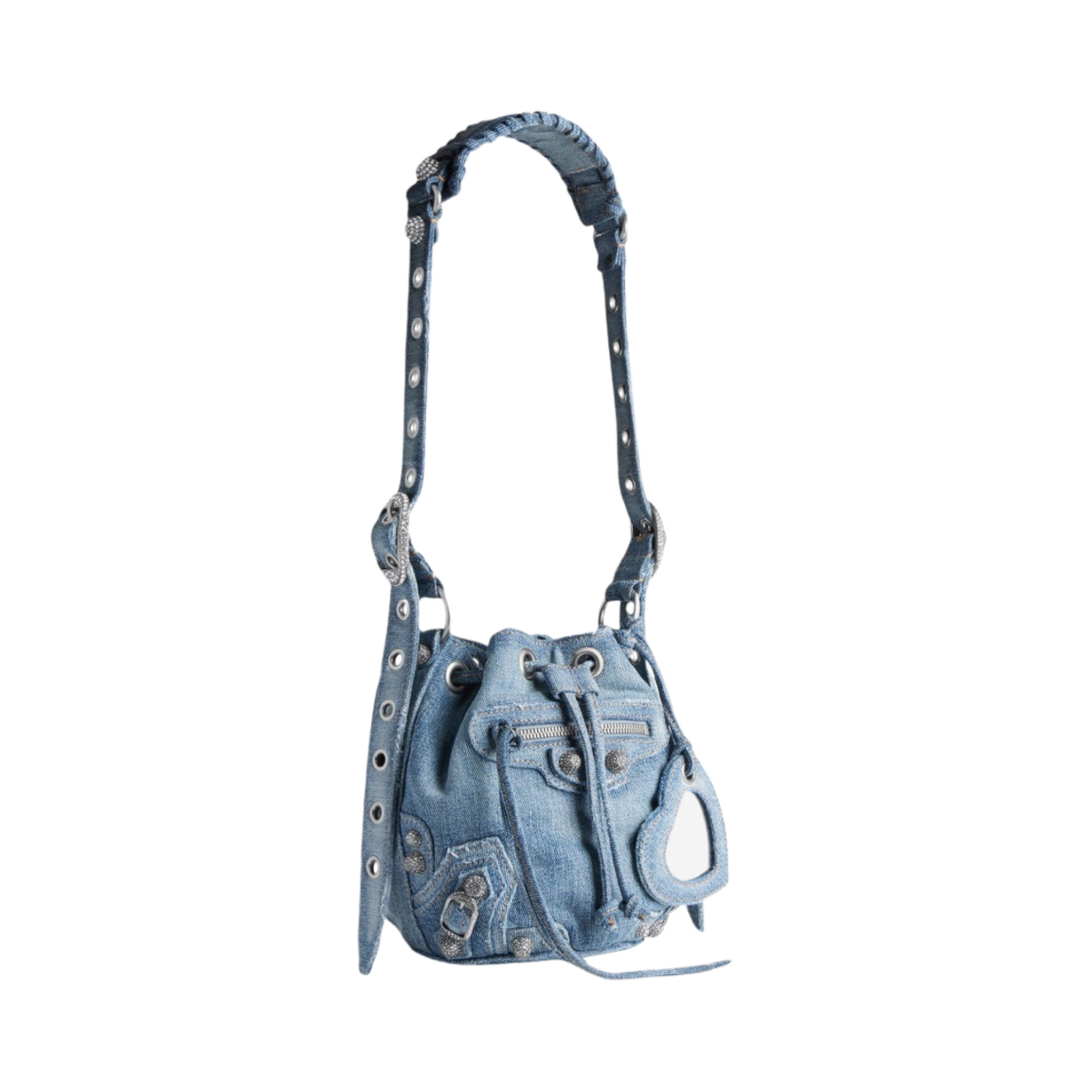 발렌시아가 르 카골 XS 버킷백 데님 라인스톤 블루(Balenciaga Le Cagole XS Bucket Bag Denim Rhinestones Blue) - 2