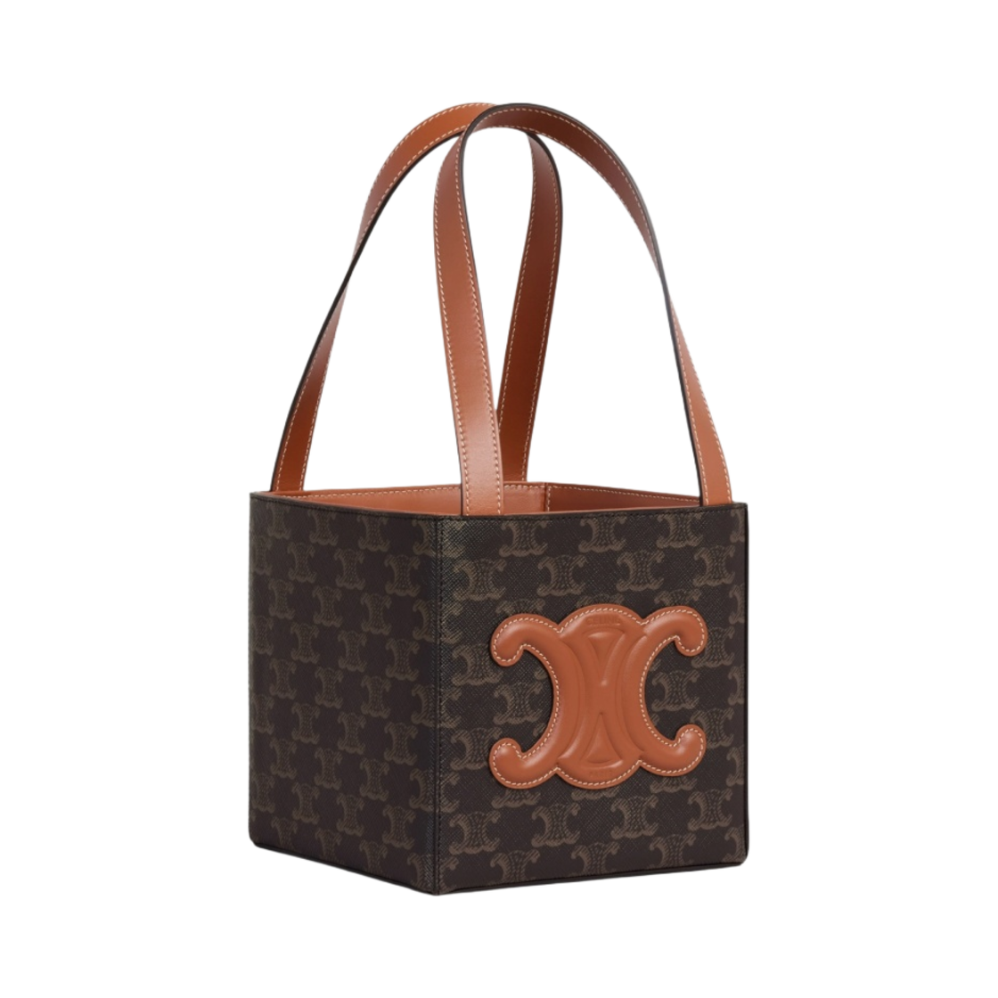 셀린느 트리옹프 캔버스 & 카프스킨 큐브백 레더 트리옹프 탄(Celine Cube Bag Cuir Triomphe in Triomphe Canvas and Calfskin Tan) - 2