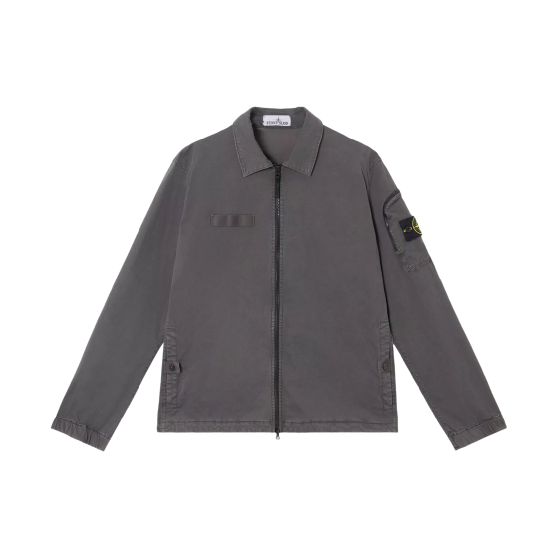 K1S1512000-03S0004-V0165 Stone Island 1200003 Organic Stretch Broken Twill Cotton Old Effect Overshirt with Zipper Fastening Charcoal Grey - 25SS
