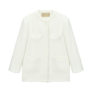 (W) Matin Kim Collarless Tweed Jacket Ivory