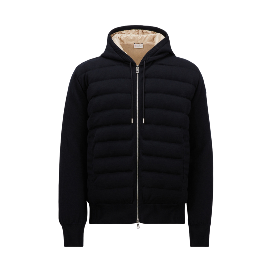 K1-091-9B00012-M4472-779 Moncler Padded Wool Zip Up Hoodie Dark Blue - 25SS