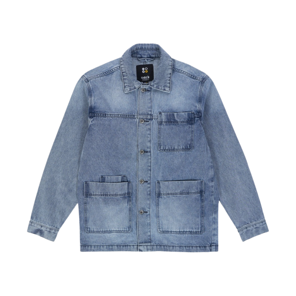 06CKJK07 Ryul+Wai: Denim Square Work Jacket Indigo