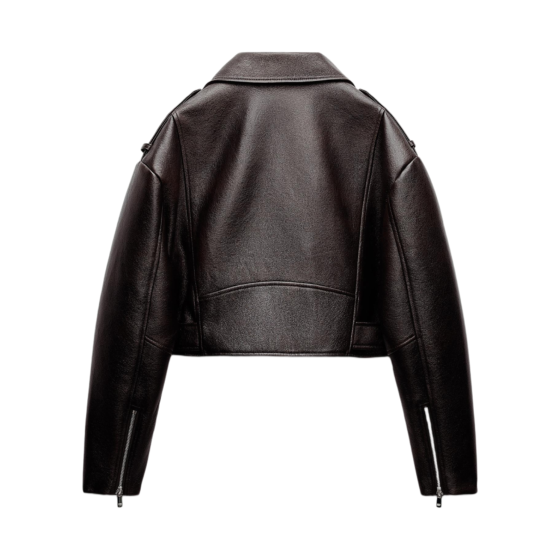 (W) 자라 포우 레더 바이커 자켓 다크 브라운((W) Zara Faux Leather Biker Jacket Dark Brown) - 2