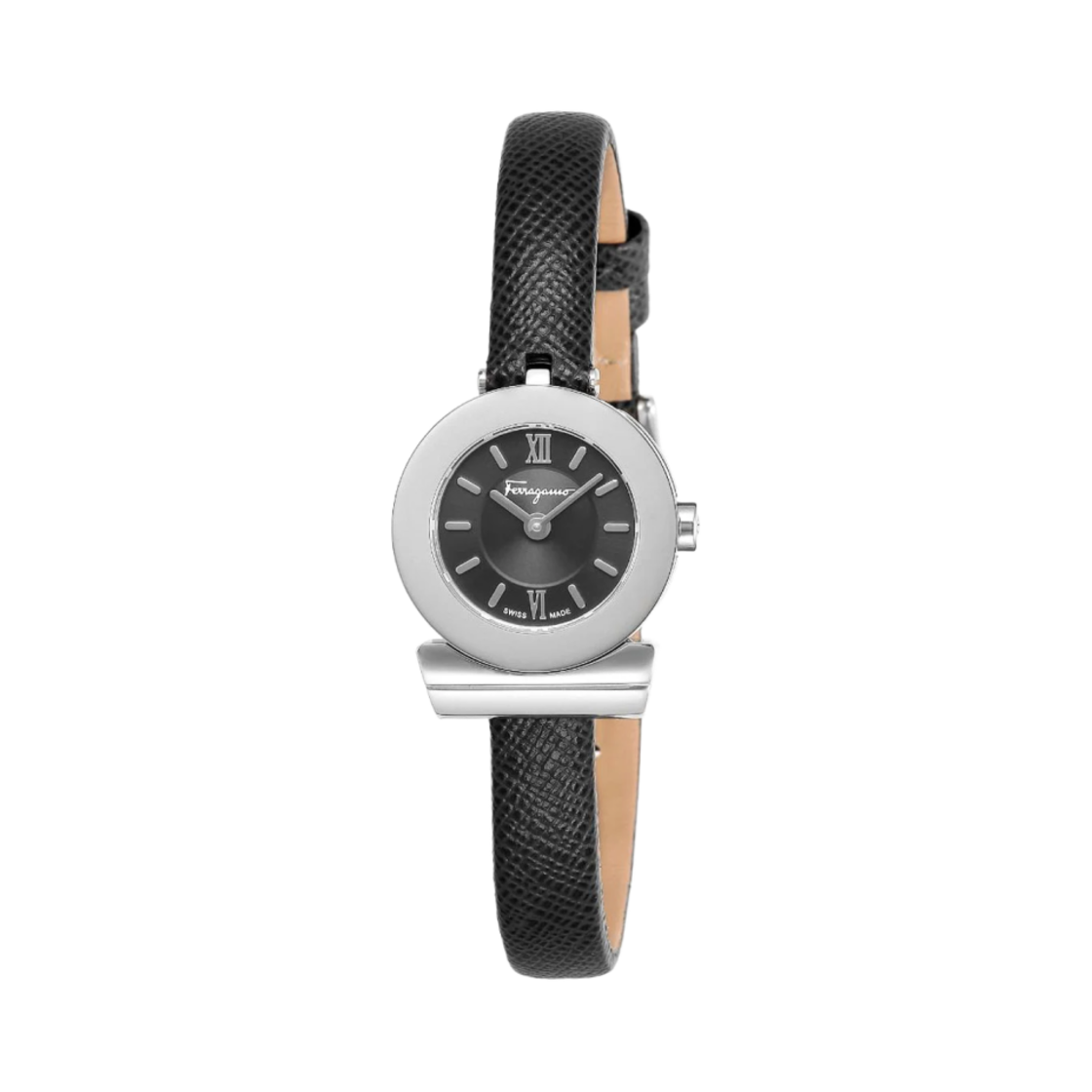 (W) 페라가모 간치니 쿼츠 22.5mm 레더 블랙((W) Ferragamo Gancini Quartz 22.5mm Leather Black)