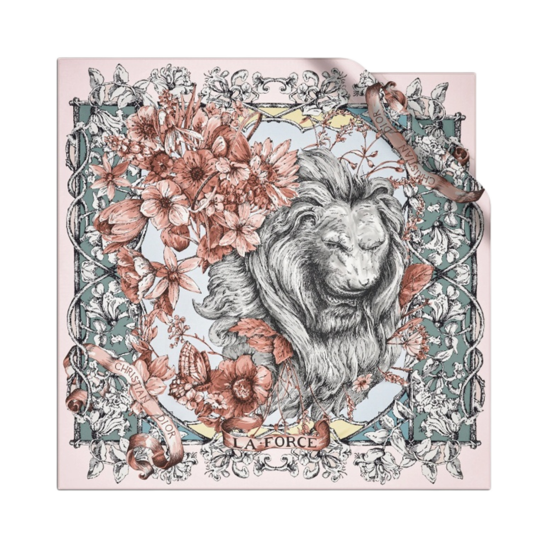 디올 라 포스 스퀘어 스카프 실크 트윌 로즈 드 방(Dior La Force Square Scarf Silk Twill Rose Des Vents) - 1