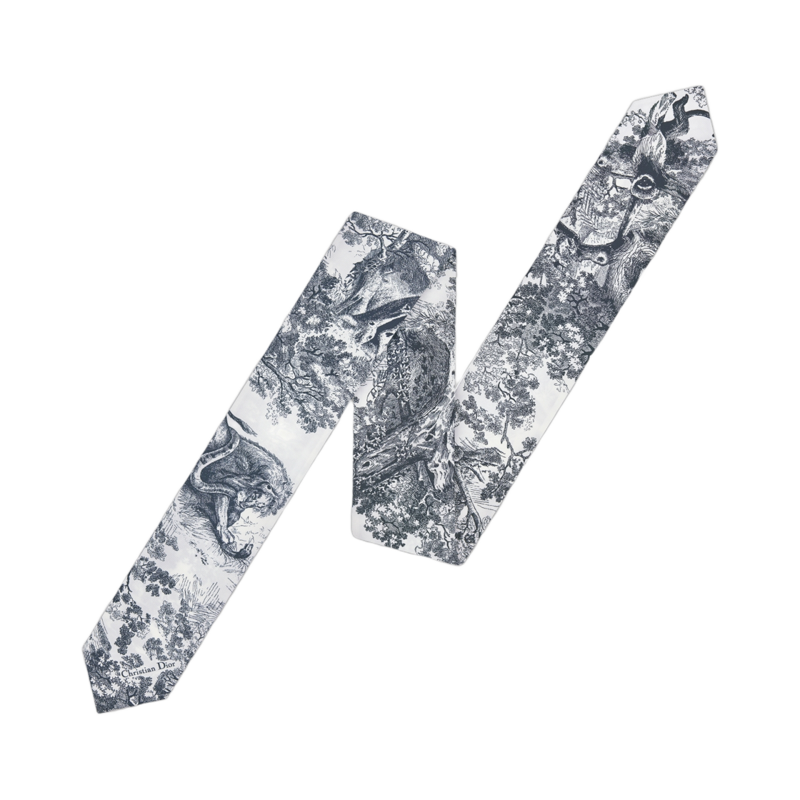 (W) 디올 디올리비에라 맥시 트왈 드 주이 소바쥬 미차 스카프 실크 트윌 화이트 네이비 블루((W) Dior Dioriviera Maxi Toile De Jouy Sauvage Mitzah Scarf Silk Twill White Navy Blue)