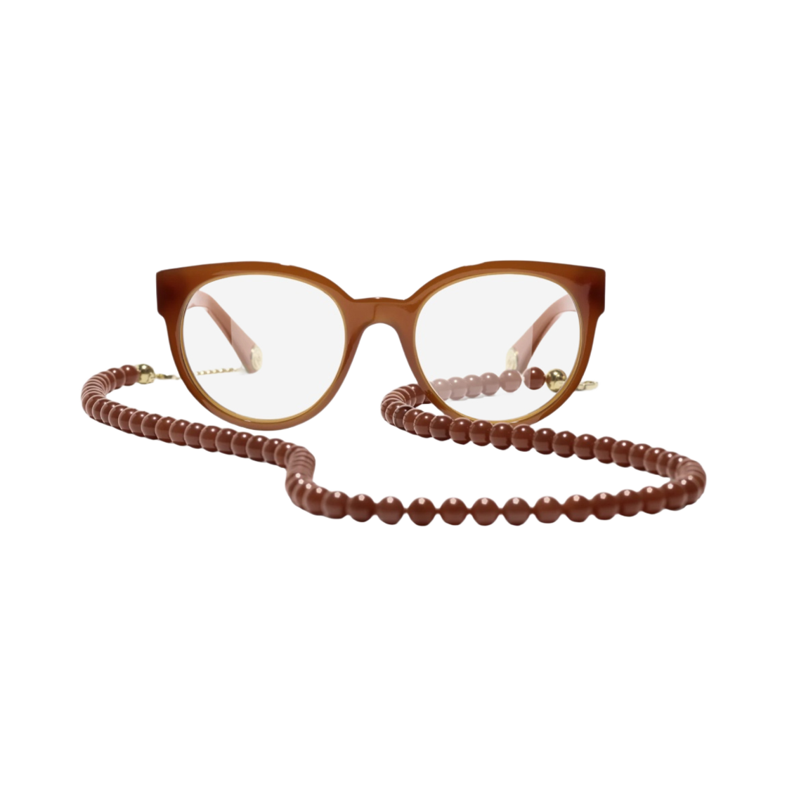 샤넬 버터플라이 프레임 아세테이트 글래스 펄 & 브라운 골드(Chanel Butterfly Eyeglasses Acetate Glass Pearls & Brown Gold) - 1