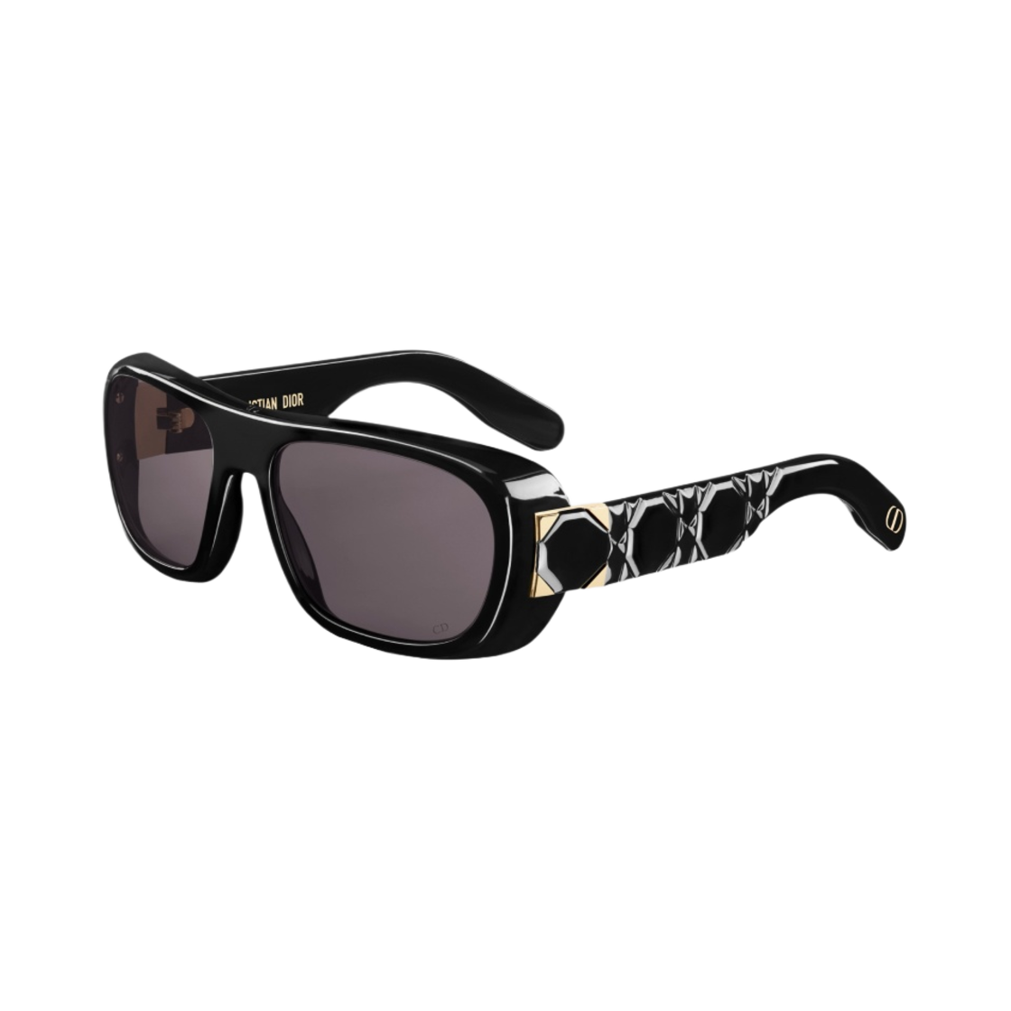 (W) 디올 레이디 95.22 S1I 직사각형 선글라스 블랙((W) Dior Lady 95.22 S1I Rectangular Sunglasses Black) - 1