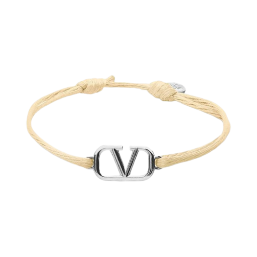J0M96DTKMXG Valentino Vlogo Signature Cotton Bracelet Beige